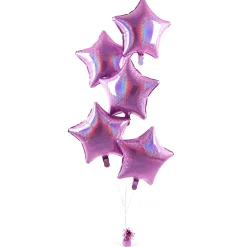 Card Factory 5 Baby Pink Stars Balloon Bouquet - DELIVERED INFLATED!