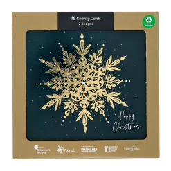 Card Factory 16 Charity Christmas Cards - Snowflake & Star (2 Designs)
