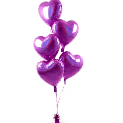Card Factory 5 Pink Hearts Balloon Bouquet - DELIVERED INFLATED!