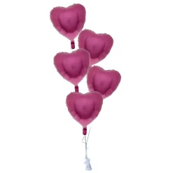 Sale 5 Satin Pomegranate Hearts Balloon Bouquet - DELIVERED INFLATED! Wedding Party|Engagement Party