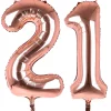 Hot Age 21 Giant Foil Helium Numeral Balloons - Rose Gold (deflated) 21St Birthday|Balloons For Her