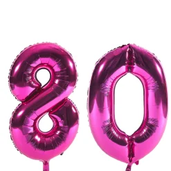 Card Factory Age 80 Giant Foil Helium Numeral Balloons - Pink (deflated)