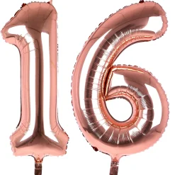 Card Factory Age 16 Giant Foil Helium Numeral Balloons - Rose Gold (deflated)