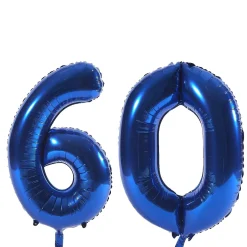 Age 60 Giant Foil Helium Numeral Balloons - Blue (deflated) 60Th Birthday|Balloons For Him