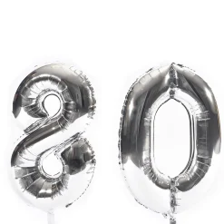 Card Factory Age 80 Giant Foil Helium Numeral Balloons - Silver (deflated)