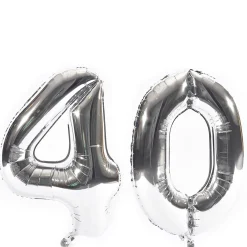 Card Factory Age 40 Giant Foil Helium Numeral Balloons - Silver (deflated)