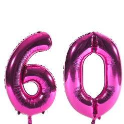 Card Factory Age 60 Giant Foil Helium Numeral Balloons - Pink (deflated)