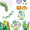 Clearance Animal Safari Party Tableware & Decorations - 16 Guests Tableware|Birthday Party
