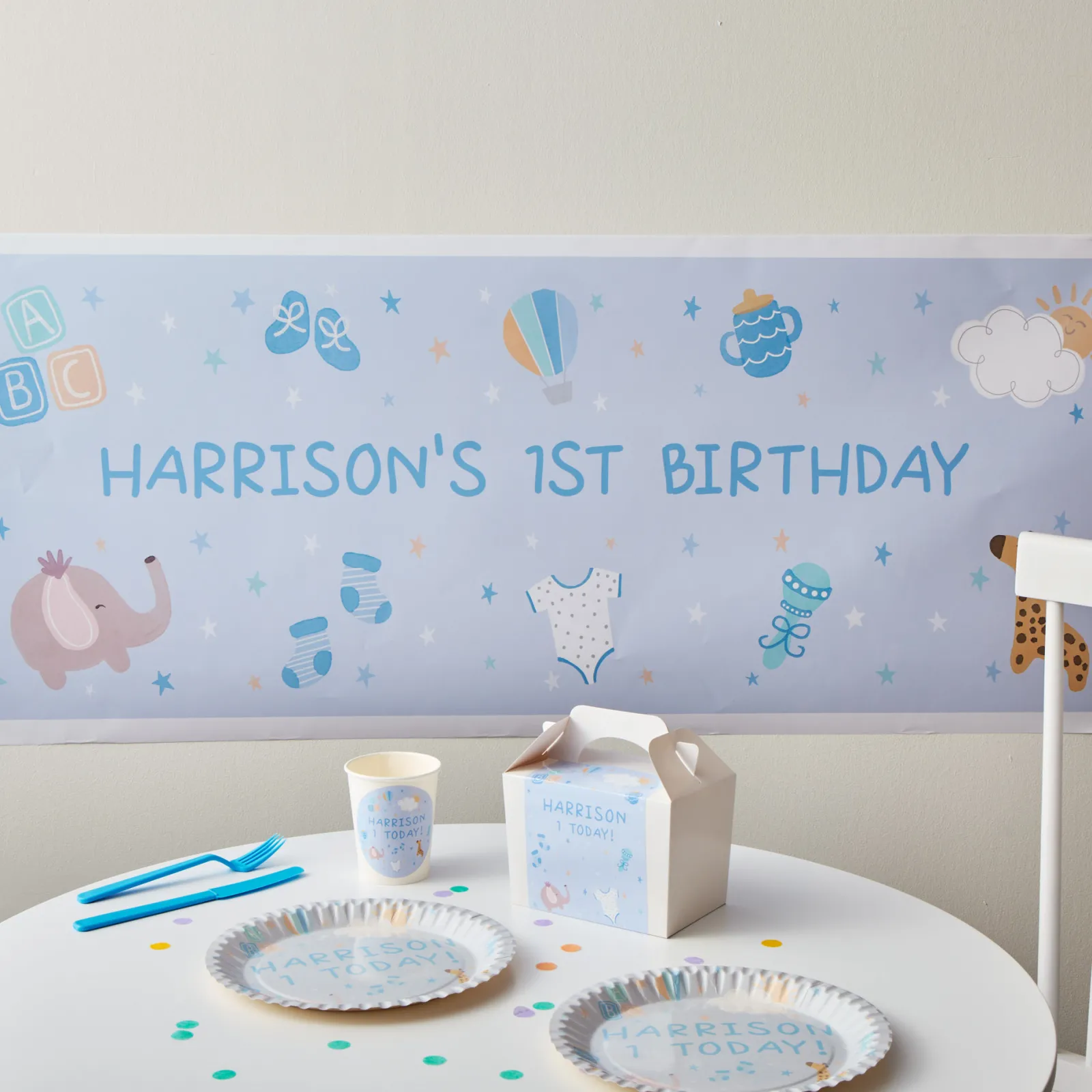 Card Factory Baby Blue Personalised Party Banner