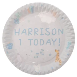 Card Factory Baby Blue Personalised Party Plate