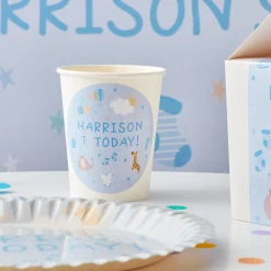 New Baby Blue Personalised Party Cup 1St Birthday|Tableware