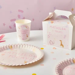 Online Baby Pink Personalised Party Plate 1St Birthday|Tableware