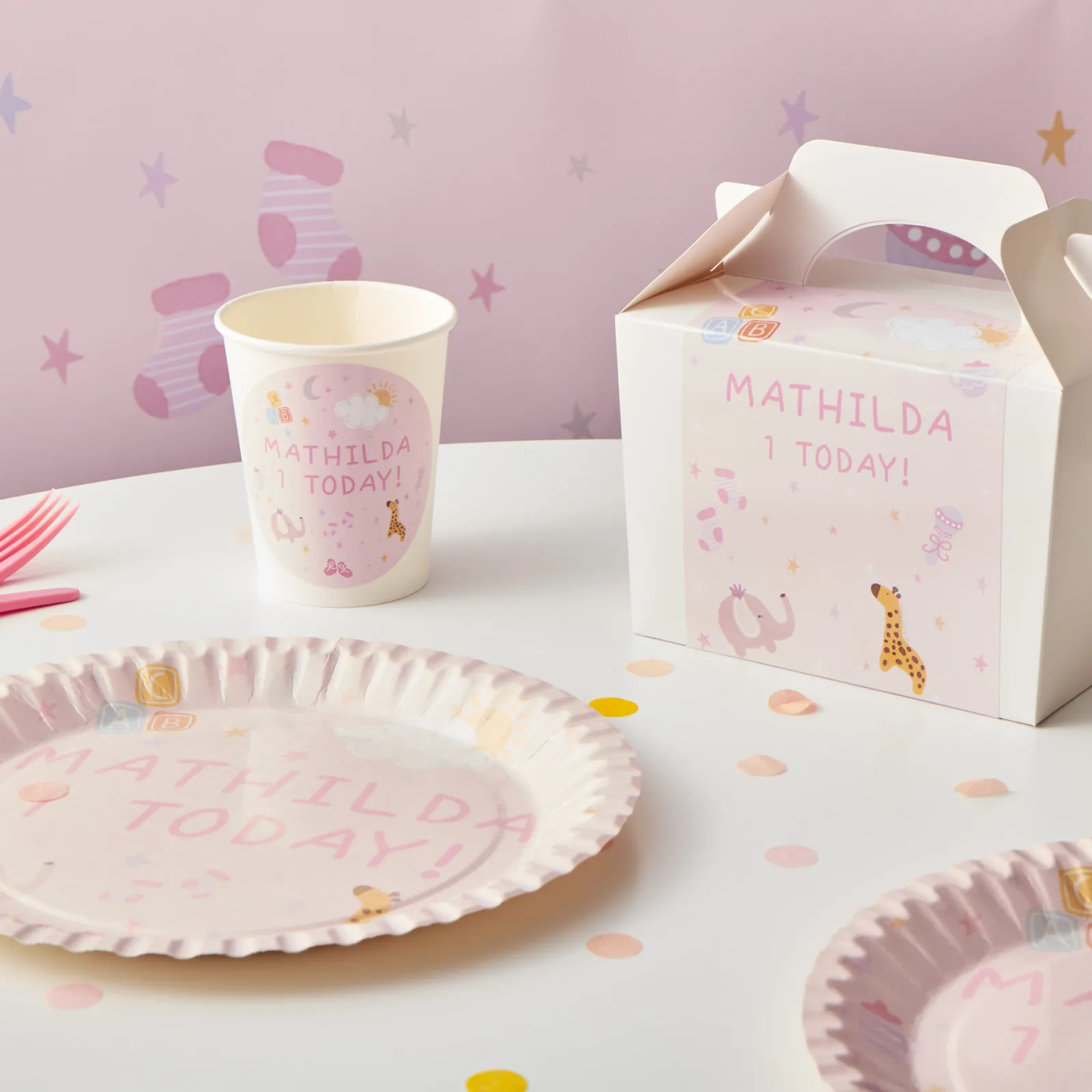 Card Factory Baby Pink Personalised Party Cup