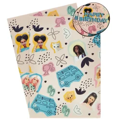 Kids Card Factory Barbie Gift Wrap - 2 Sheets & 2 Tags