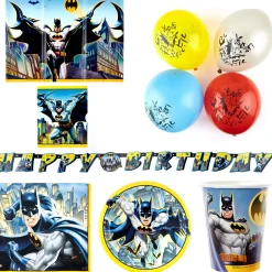 Outlet Batman Party Tableware & Decorations Bundle - 16 Guests Tableware|Birthday Party