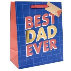 New Best Dad Ever Large Portrait Gift Bag Navy Gift Wrap|Gift Wrap For Him