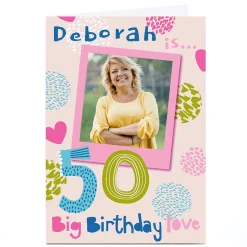 Card Factory Bev Hopwood 50th Birthday Photo Card - Big Love