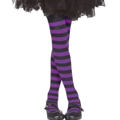 Card Factory Black & Purple Striped Children's Tights