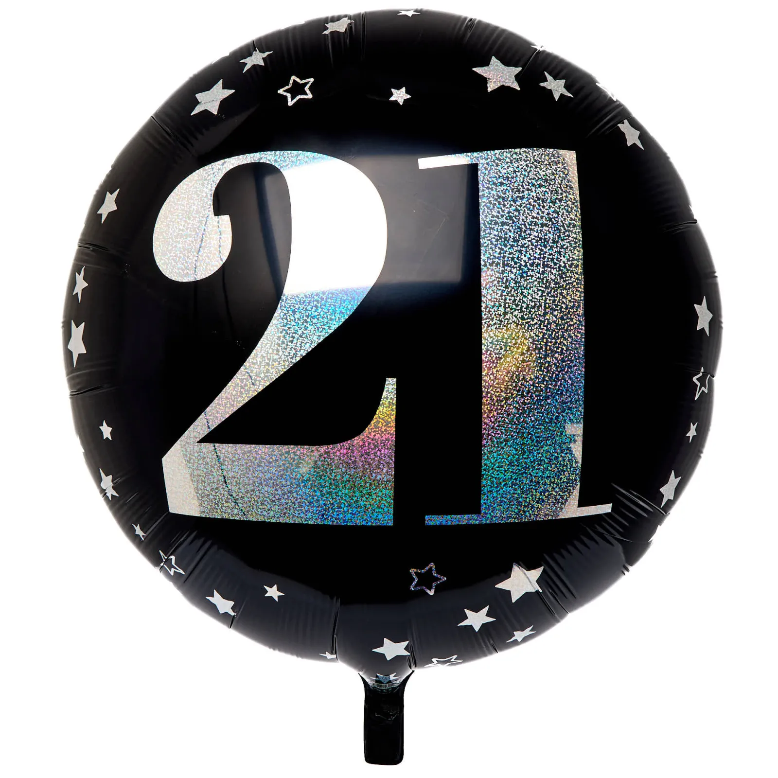 Card Factory Black & Silver 21st Birthday 31-Inch Foil Helium Balloon