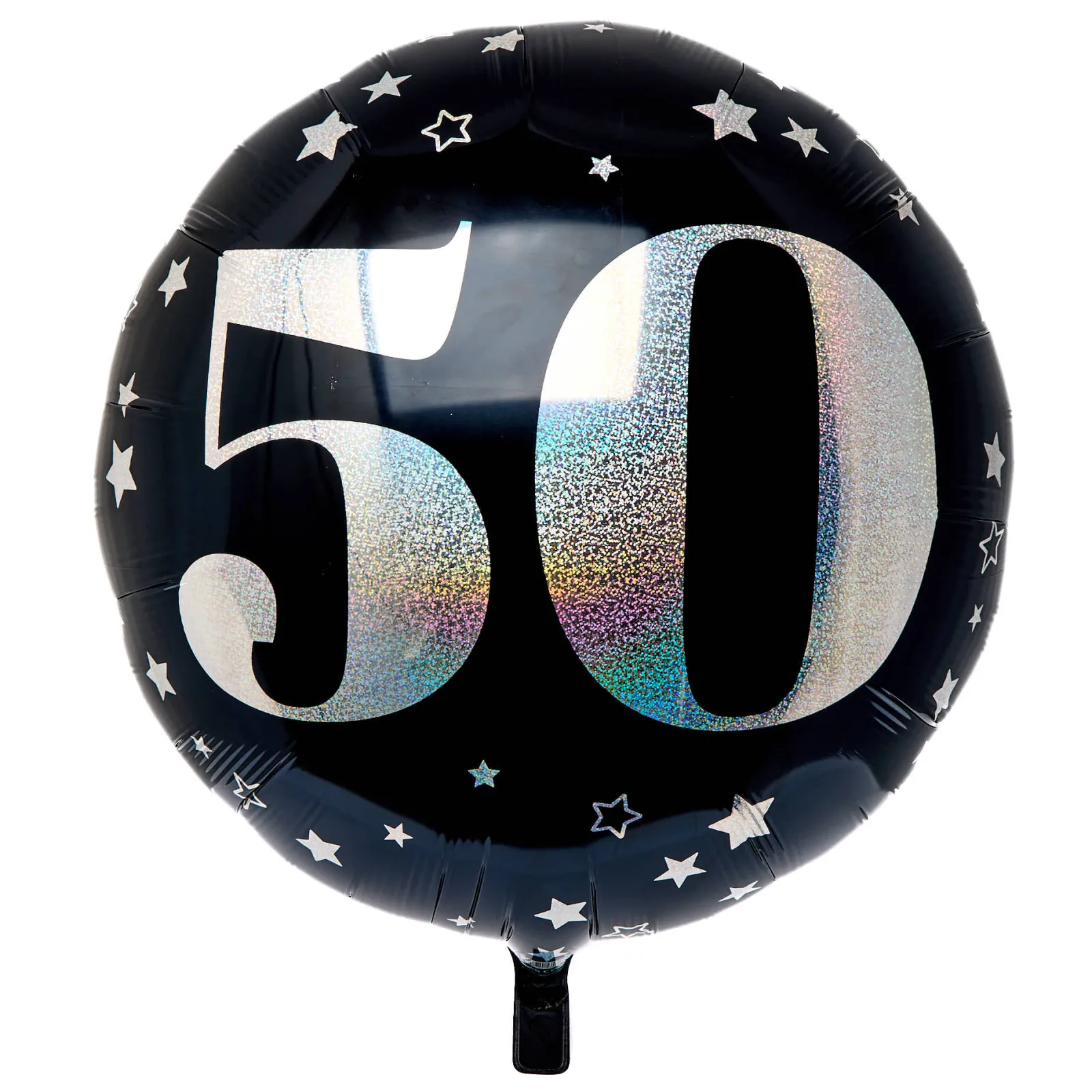 Card Factory Black & Silver 50th Birthday 31-Inch Foil Helium Balloon