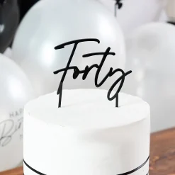 New Black Forty Acrylic Cake Topper 40Th Birthday|Cake Candles