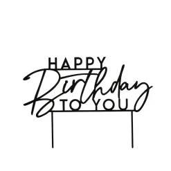 Card Factory Black Happy Birthday To You Acrylic Cake Topper