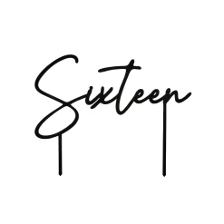Card Factory Black Sixteen Acrylic Cake Topper