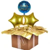Card Factory Blue & Gold Happy Birthday Balloon Bouquet - DELIVERED INFLATED!