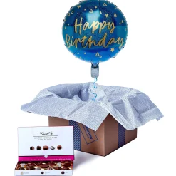 Outlet Blue & Gold Happy Birthday Balloon & Lindt Chocolate Box Birthday Party|Balloons For Him