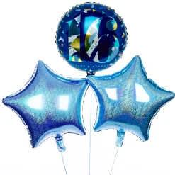 Card Factory Blue & Gold 16th Birthday Balloon Bouquet - DELIVERED INFLATED!