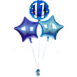 Clearance Blue & Silver 11th Birthday Balloon Bouquet - DELIVERED INFLATED! Kids Birthday Party|Balloons For Kids