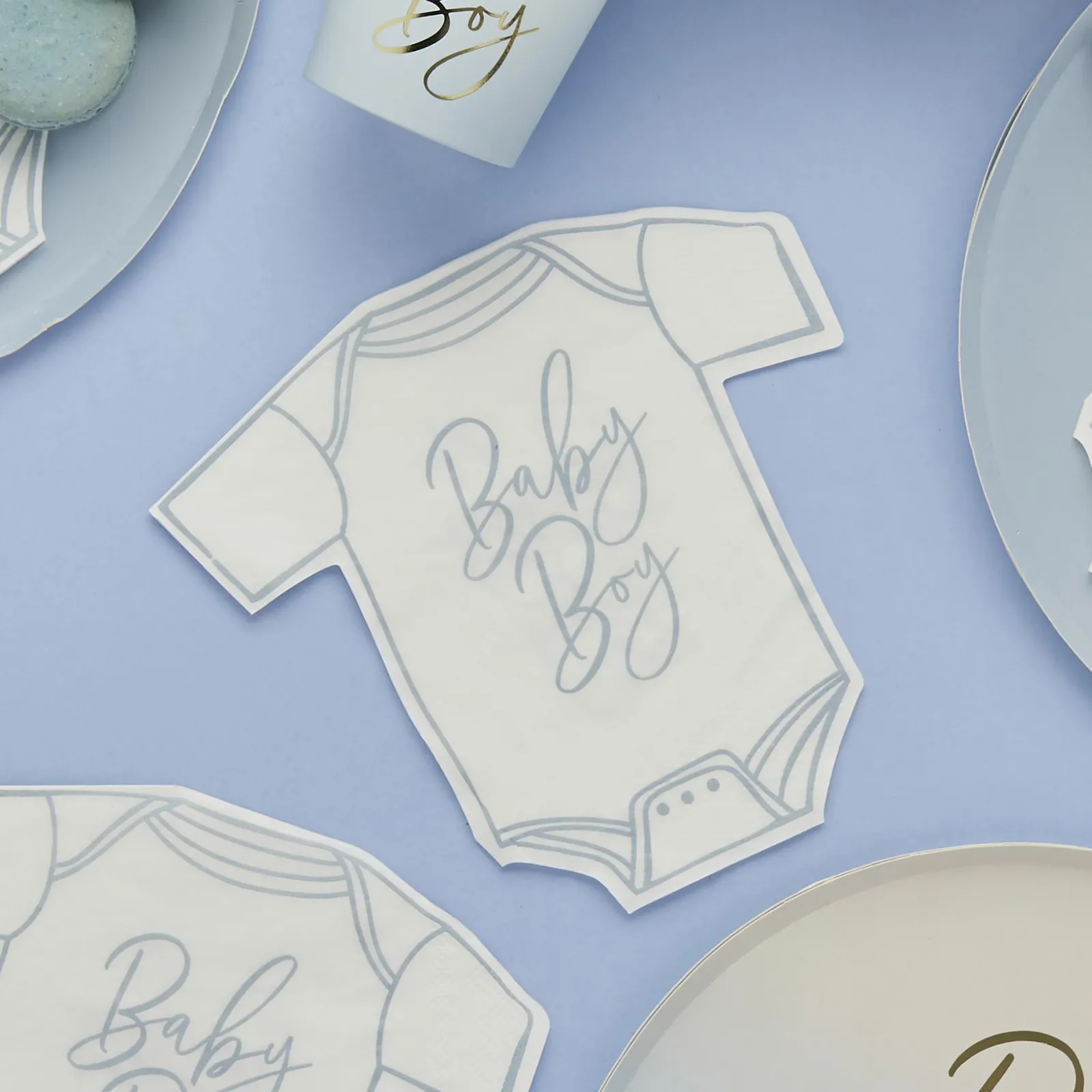 New Blue Baby Boy Babygrow Paper Napkins - Pack of 16 Tableware|Baby Shower Party