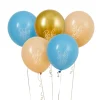 Card Factory Blue, Nude & Gold Baby Boy 12-Inch Latex Balloons - Pack of 5