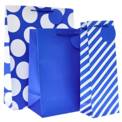 Discount Blue Patterned Gift Bags - Multipack of 3 Kids Navy Gift Wrap|Gift Wrap For Kids