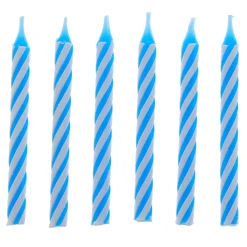 Card Factory Blue Striped Birthday Candles - Pack of 24