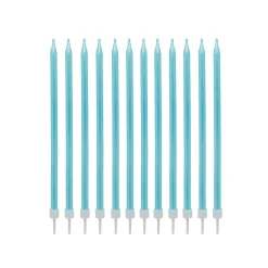 Hot Blue Tall Skinny Cake Candles - Pack of 12 Cake Candles|Birthday Party
