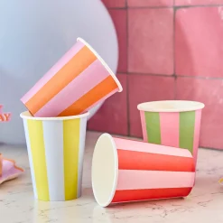 Card Factory Bright Banquet Striped Paper Cups - Pack of 8