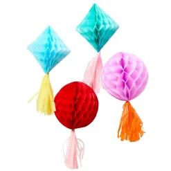 Card Factory Bright Banquet Tassel Honeycombs - Pack of 4