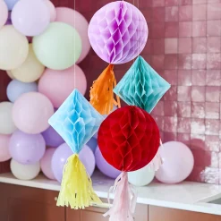 Card Factory Bright Banquet Tassel Honeycombs - Pack of 4