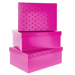 Hot Bright Pink Starry Gift Boxes - Set of 3 Kids Gift Wrap For Babies|Gift Wrap For Kids