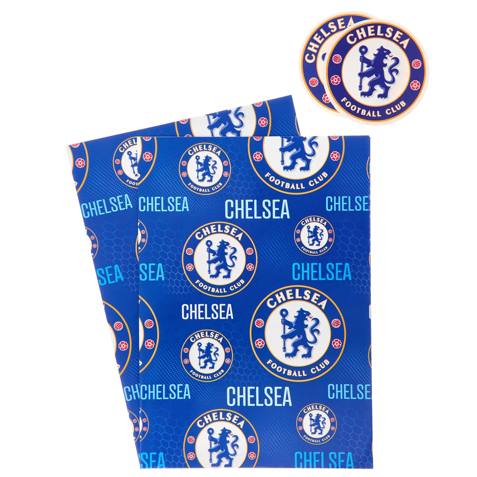 Kids Card Factory Chelsea FC Wrapping Paper - 2 Sheets & 2 Tags