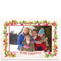 Card Factory Christmas Photo Card - Holly Berries