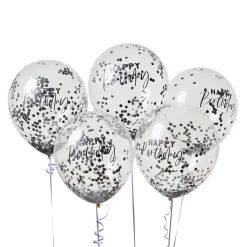 Kids Card Factory Dalmatian Happy Birthday Confetti 12-Inch Latex Balloons - Pack of 5