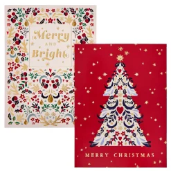 Card Factory Deluxe Patterned Tree Charity Christmas Cards - Pack of 10 (2 Designs)