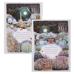 Card Factory Deluxe Snowy Scene Charity Christmas Cards - Pack of 10 (2 Designs)