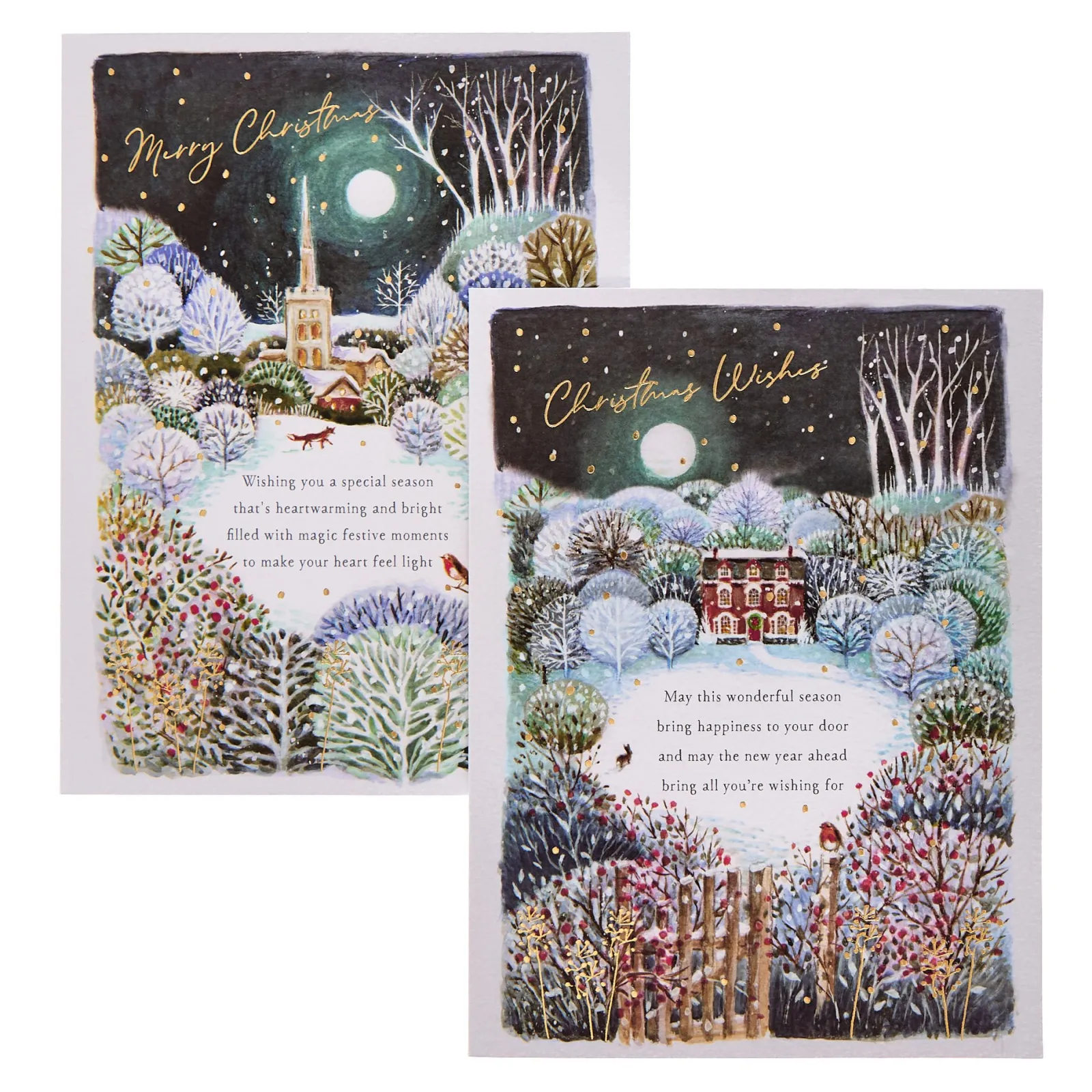 Card Factory Deluxe Snowy Scene Charity Christmas Cards - Pack of 10 (2 Designs)