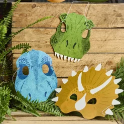Online Dinosaur Card Masks - Pack of 6 Fancy Dress|Bags & Favours