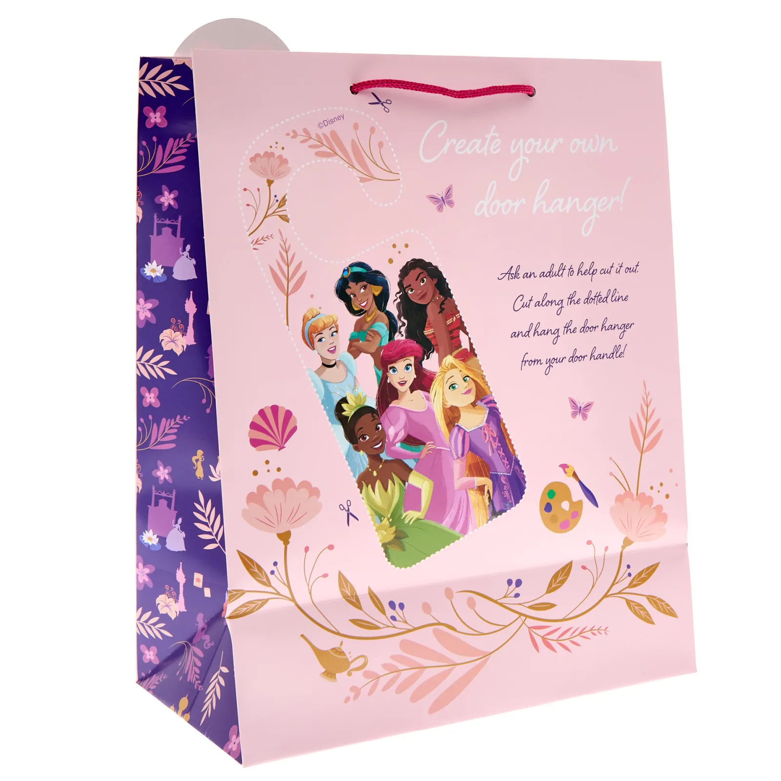 Sale Disney Princess Large Portrait Gift Bag With Door Hanger Kids Gift Wrap For Kids|Gift Wrap For Her