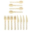 Clearance Disposable Wooden Cutlery - 4 Spoons, Knives & Forks Tableware|Wedding Party