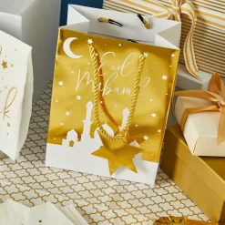 Best Eid Mubarak Gold Gift Bags - Pack of 5 Gold Gift Wrap|Silver & Gold Gift Wrap